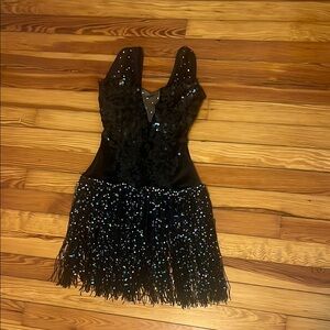 Black Sequin Fringe Dress